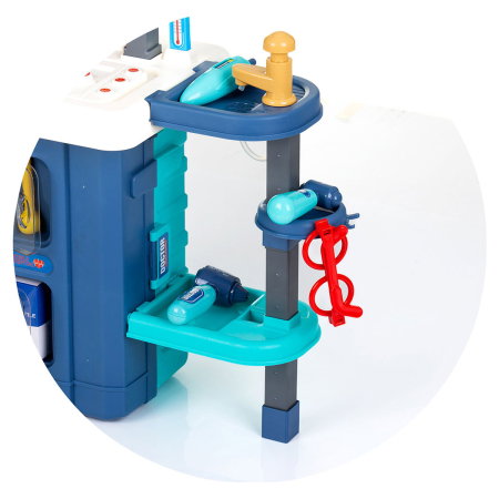 Set jucarie Chipolino Doctor 3 in 1, 72,5 cm, cu accesorii (valiza, o masa cu instrumente medicale, ochelari, casti, seringi si diverse dispozitive [4]