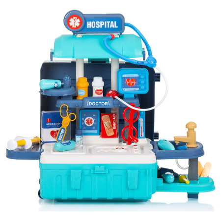 Set jucarie Chipolino Doctor 3 in 1, 72,5 cm, cu accesorii (valiza, o masa cu instrumente medicale, ochelari, casti, seringi si diverse dispozitive [6]