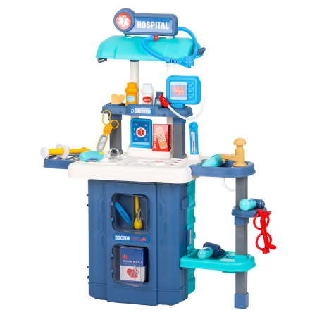 La doctor - Set jucarie Chipolino Doctor 3 in 1, 72,5 cm, cu accesorii (valiza, o masa cu instrumente medicale, ochelari, casti, seringi si diverse dispozitive