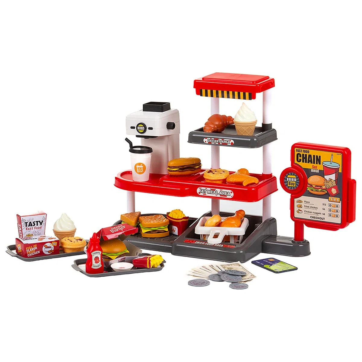 Jucarii de rol - Set jucarie Chipolino Fast Food cu sunete si 71 accesorii