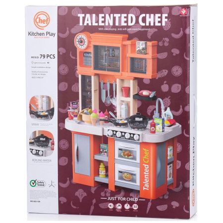 Set jucarie Chipolino Kitchen 84 cm cu sistem de curgere apa, lumini, sunete si 79 accesorii 3 ani [11]