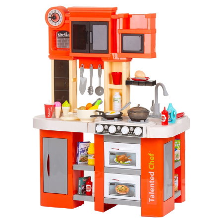 Bucatarii de joaca din lemn - Set jucarie Chipolino Kitchen 84 cm cu sistem de curgere apa, lumini, sunete si 79 accesorii 3 ani