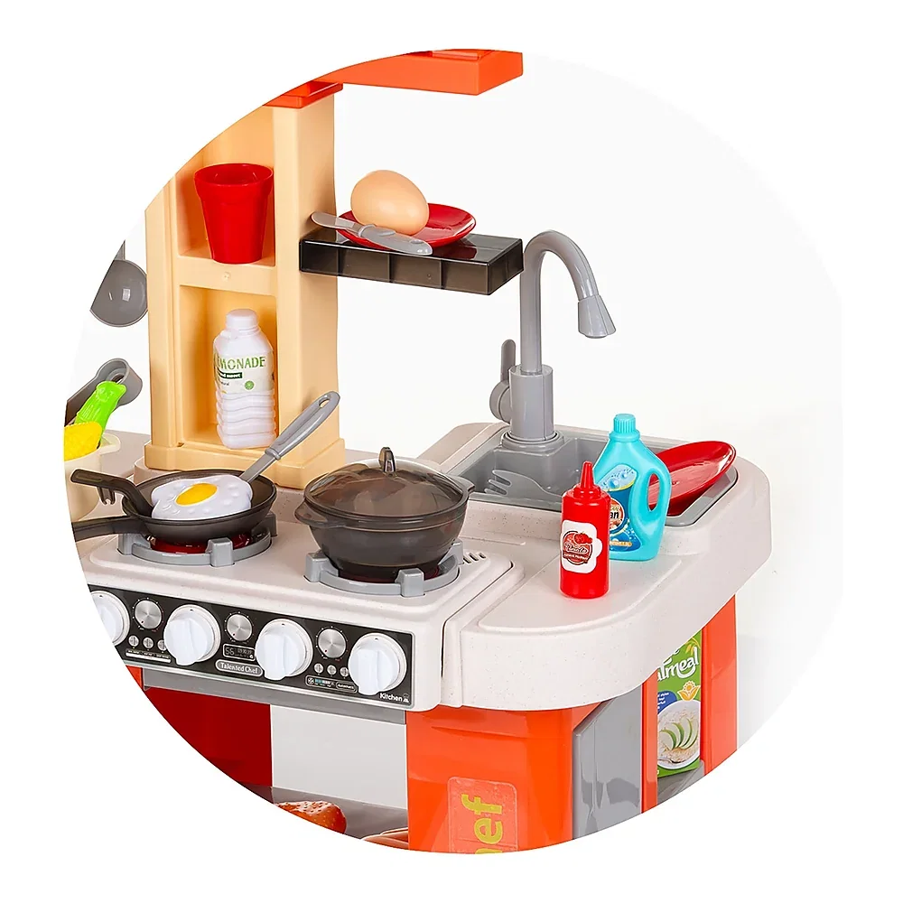 Set jucarie Chipolino Kitchen 84 cm cu sistem de curgere apa, lumini, sunete si 79 accesorii 3 ani [6]
