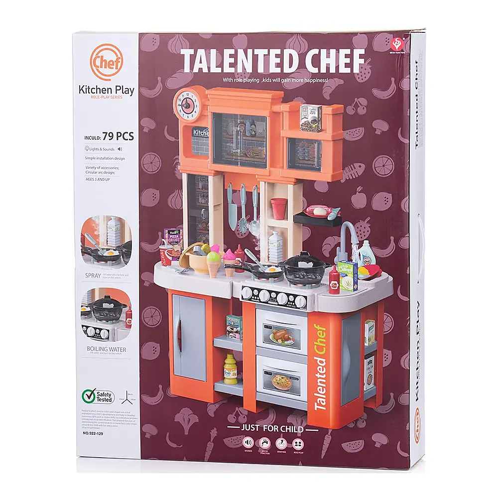 Set jucarie Chipolino Kitchen 84 cm cu sistem de curgere apa, lumini, sunete si 79 accesorii 3 ani [11]