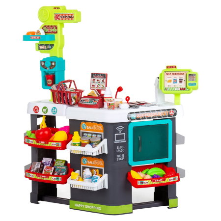 Supermarket - Set jucarie Supermarket 87 cm cu lumini, sunete si 81 accesorii, Chipolino 3 ani