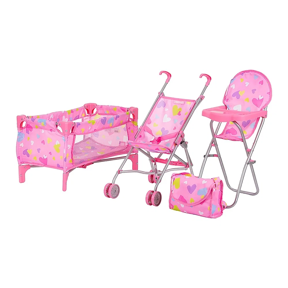 Carucioare papusi - Set jucarii pentru papusi Chipolino Trixy 3 in 1, Hearts 3 ani