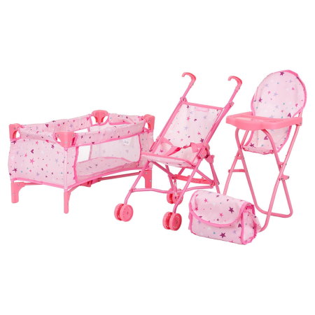 Mobilier pentru papusi - Set jucarii pentru papusi Chipolino Trixy 3 in 1, Stars 3 ani