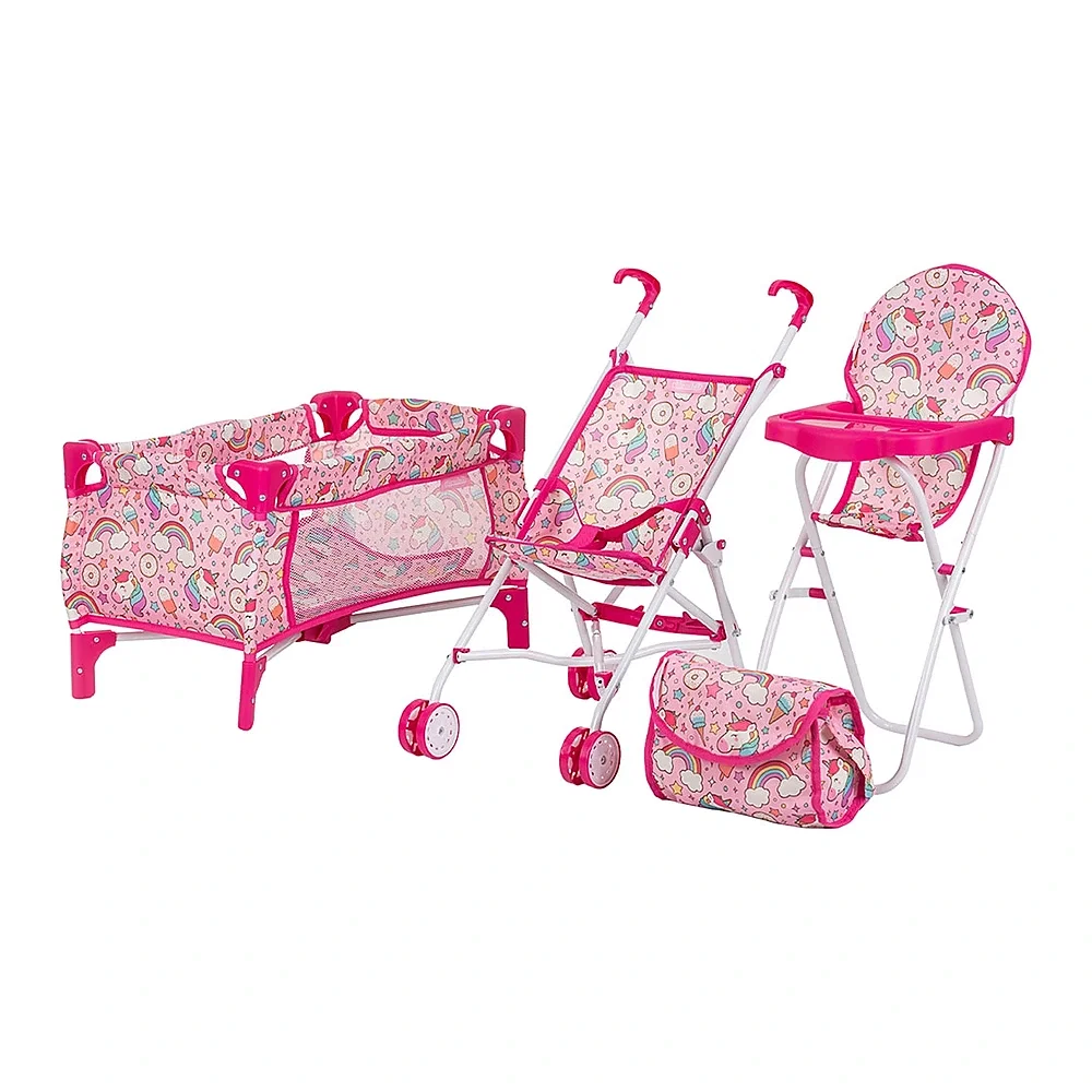 Carucioare papusi - Set jucarii pentru papusi Chipolino Trixy 3 in 1, Unicorn 3 ani