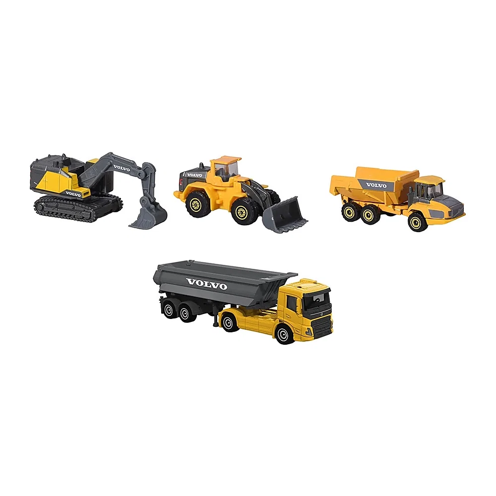 Masinute, trenulete, avioane - Set Majorette Volvo camion cu remorca, camion basculant, buldozer si excavator 3 ani +