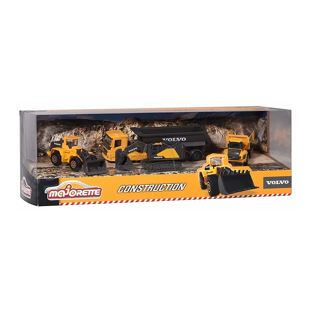 Set Majorette Volvo camion cu remorca, camion basculant, buldozer si excavator 3 ani + [4]