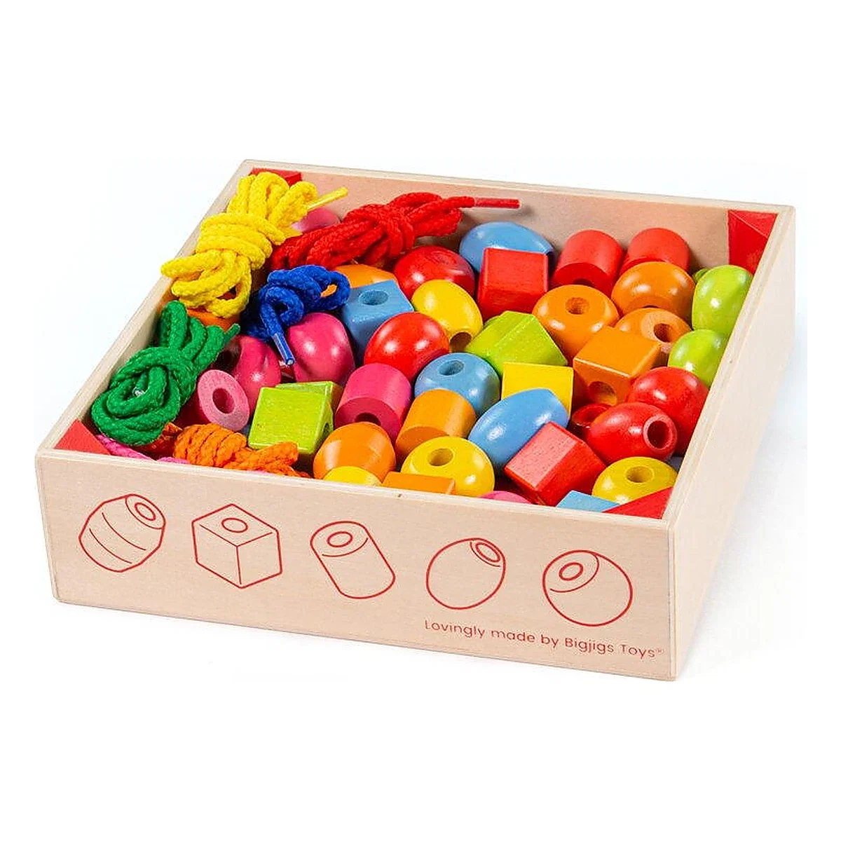 Jocuri de indemanare - Set margele din lemn pentru insirat BIGJIGS Toys 3 ani+