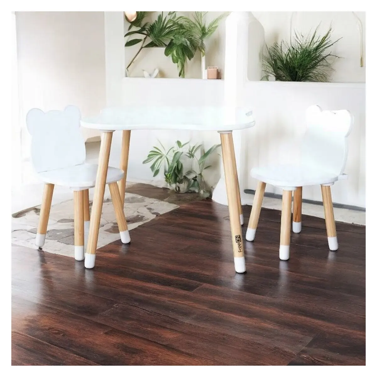 Set masuta si doua scaune, FreeON, Bear, , Din lemn, Alb 6 ani [10]