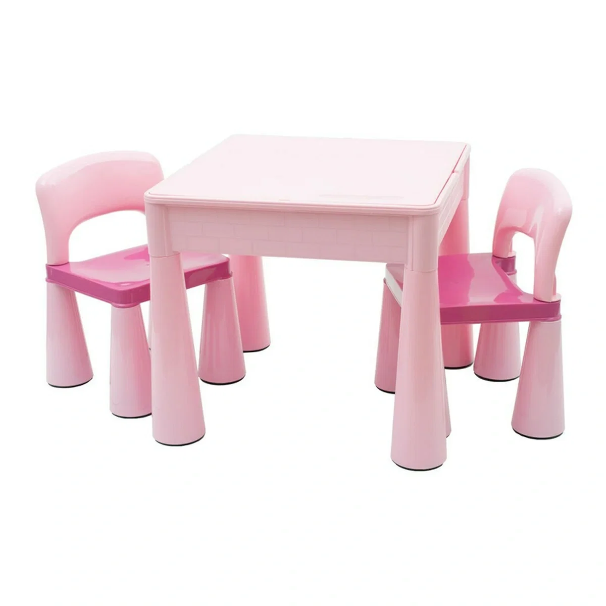 Masute si scaunele - Set masuta si doua scaune, New Baby, , Pink, Parte reversibila pentru Lego Duplo