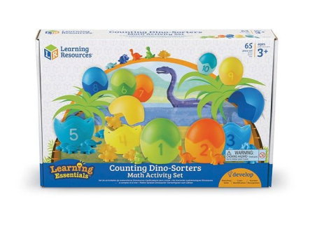 Litere, limbaj, cifre - Set pentru sortat si numarat - Dinozauri colorati