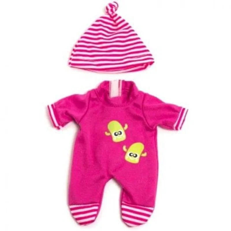 Hainute si accesorii pentru papusi - Set pijama si caciulita pentru papusa fetita 21 cm Miniland 3 ani +