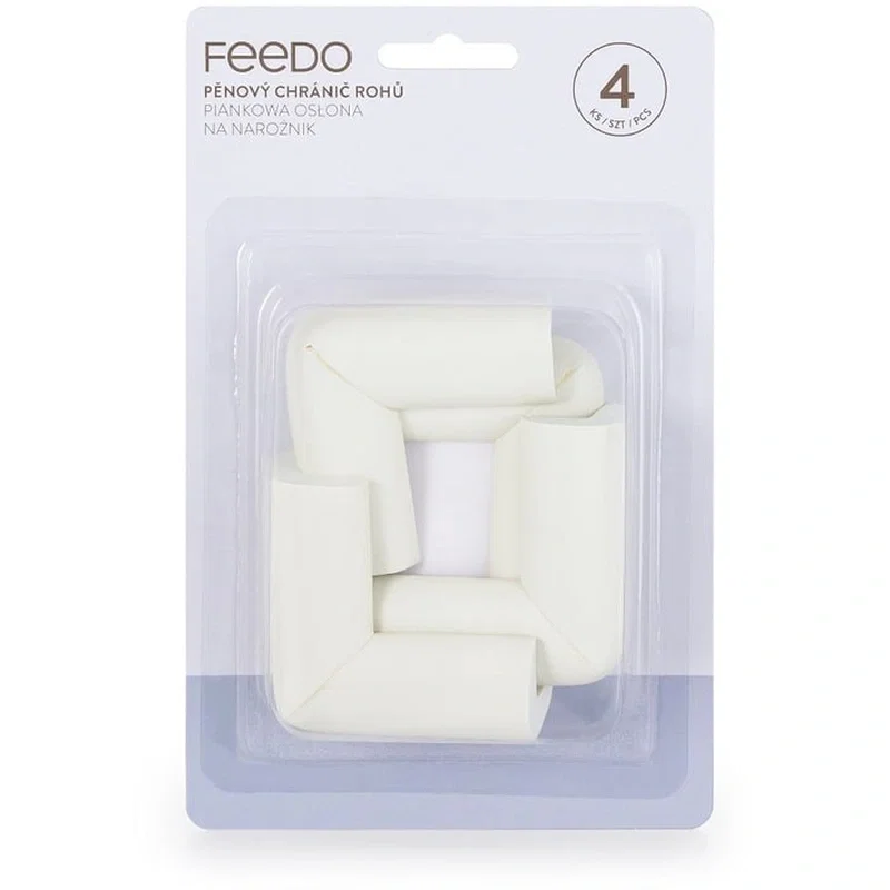 Set protectii pentru colturi ascutite, Absorbtie a socurilor, Din spuma, Cu adeziv, 5 x 5 x 2 cm, 4 bucati, Alb FEEDO [1]