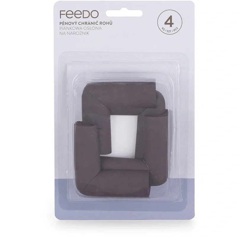 Set protectii pentru colturi ascutite, Absorbtie a socurilor, Din spuma, Cu adeziv, 5 x 5 x 2 cm, 4 bucati, Maro FEEDO [1]