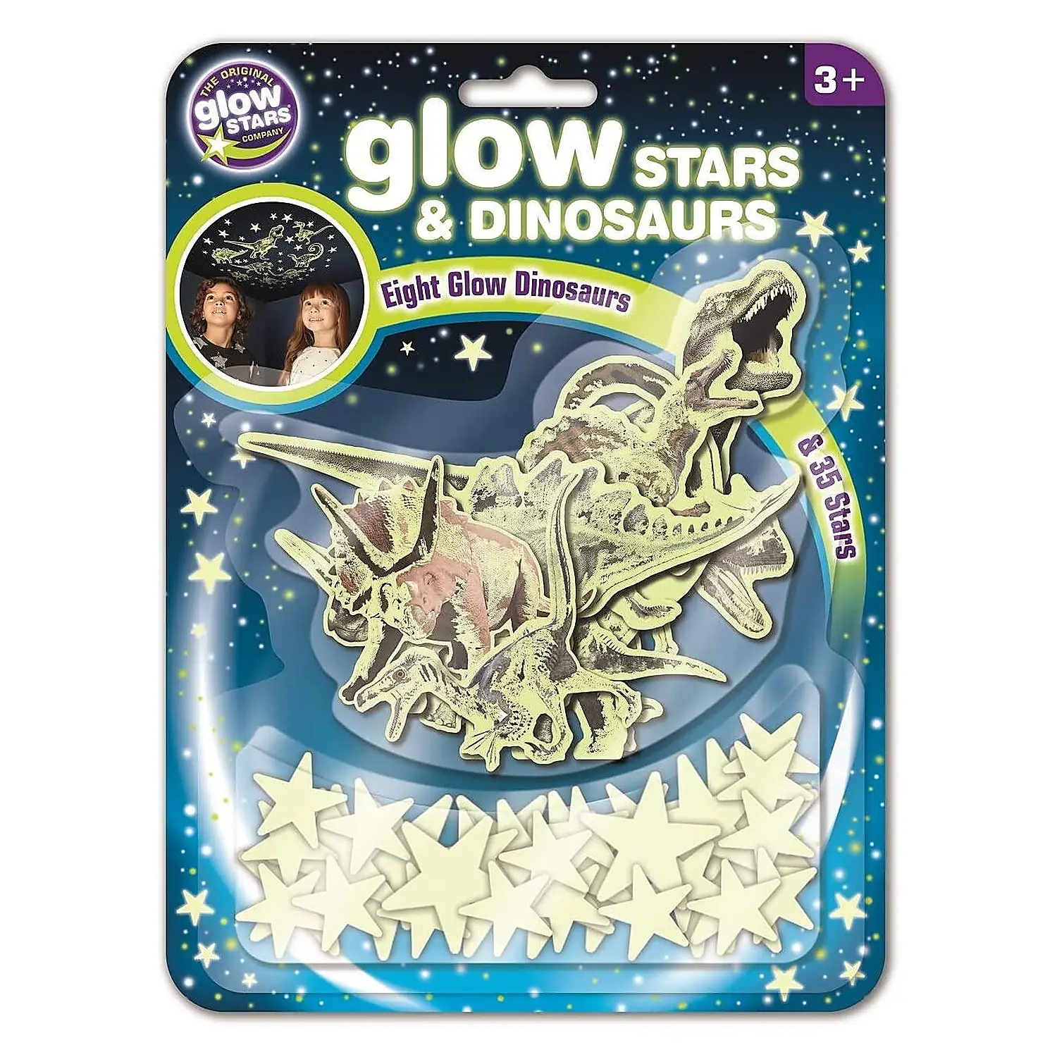 Stampile si abtibilduri - Set reflectorizant - Dinozauri si stele Brainstorm 3 ani