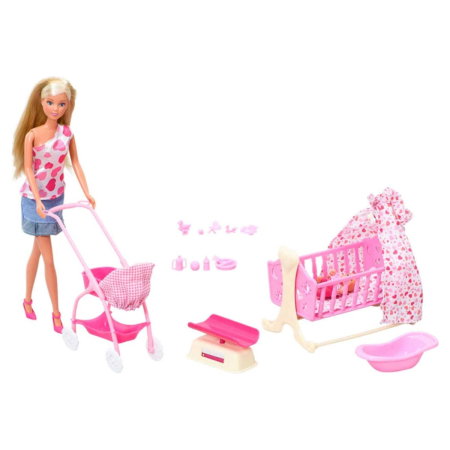 Papusi Steffi Love - Set Simba Steffi Love New Born Baby Set papusa 29 cm, 1 bebelus si accesorii 3 ani +