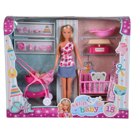 Set Simba Steffi Love New Born Baby Set papusa 29 cm, 1 bebelus si accesorii 3 ani + [6]