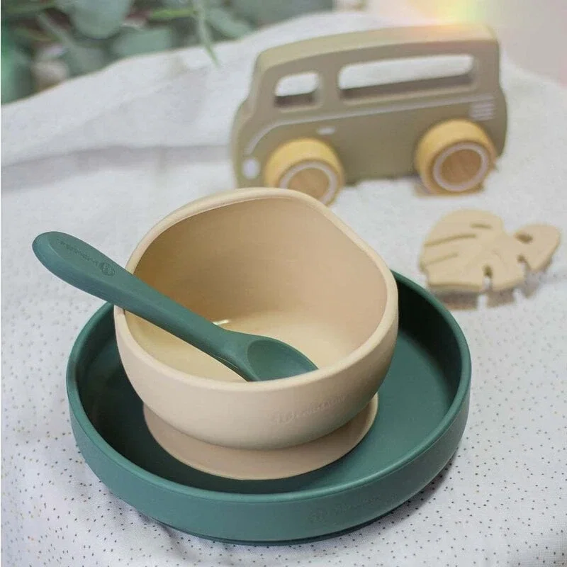Set tacamuri din silicon fara BPA, Take&Match, 6 luni+, Verde inchis Petite&Mars [9]
