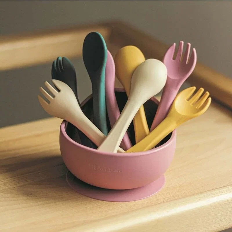Set tacamuri din silicon fara BPA, Take&Match, 6 luni+, Verde inchis Petite&Mars [6]