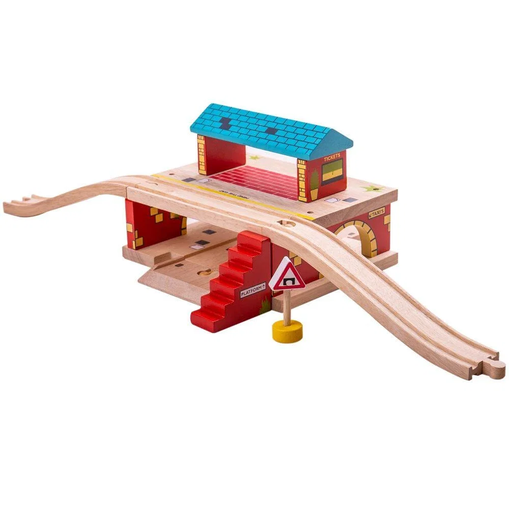 Trenulete si accesorii - Statie supraterana BIGJIGS Toys 3 ani+