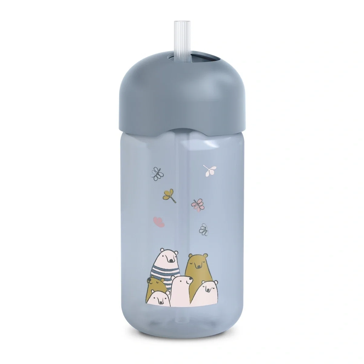 Sticle, cani si pahare - Sticlă de apă fără picurare, Bears, 340 ml, albastru, Suavinex