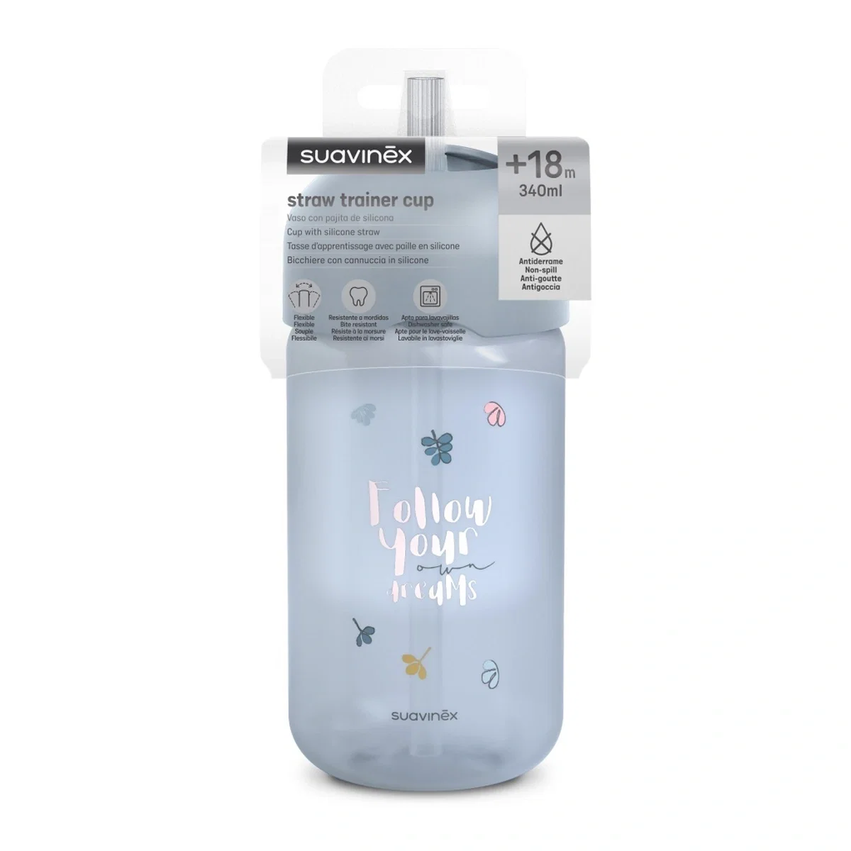 Sticlă de apă fără picurare, Bears, 340 ml, albastru, Suavinex [2]