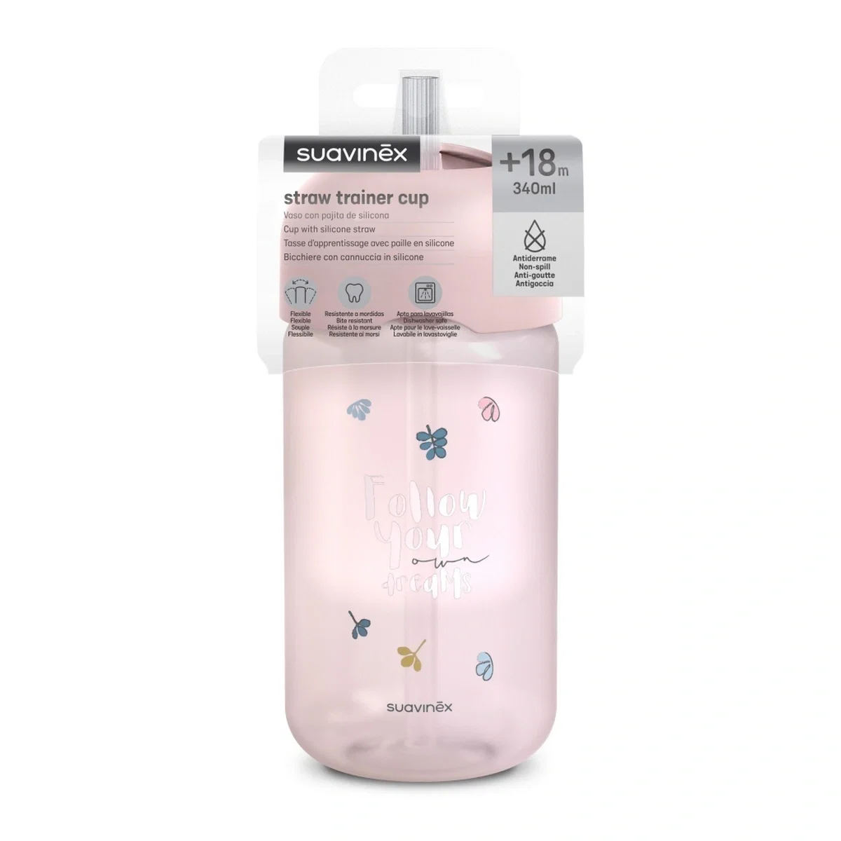 Sticlă de apă fără picurare, Bears, 340 ml, roz, Suavinex [2]