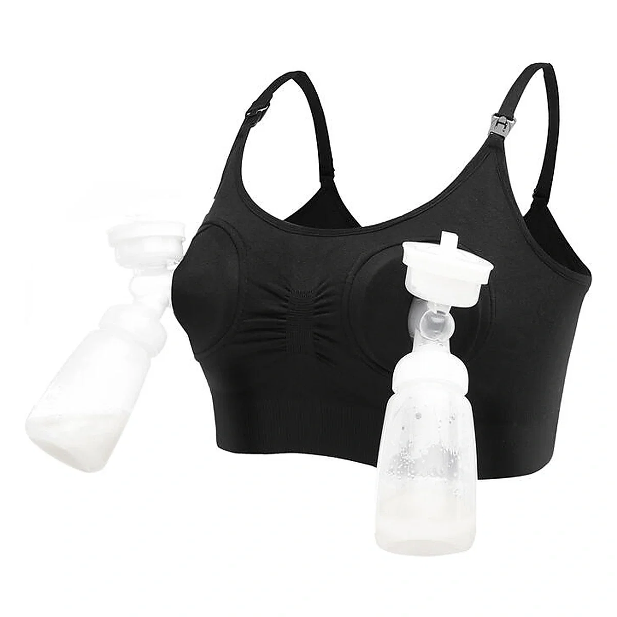 Pentru mami - Sutien 2 in1 - Alaptare si sustinere pompa san (negru) Bufnitel