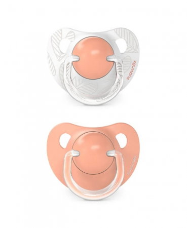 Suzete si lanturi - Suzetă anatomică din silicon, 2 buc 6-18 luni piersică Dreams Suavinex