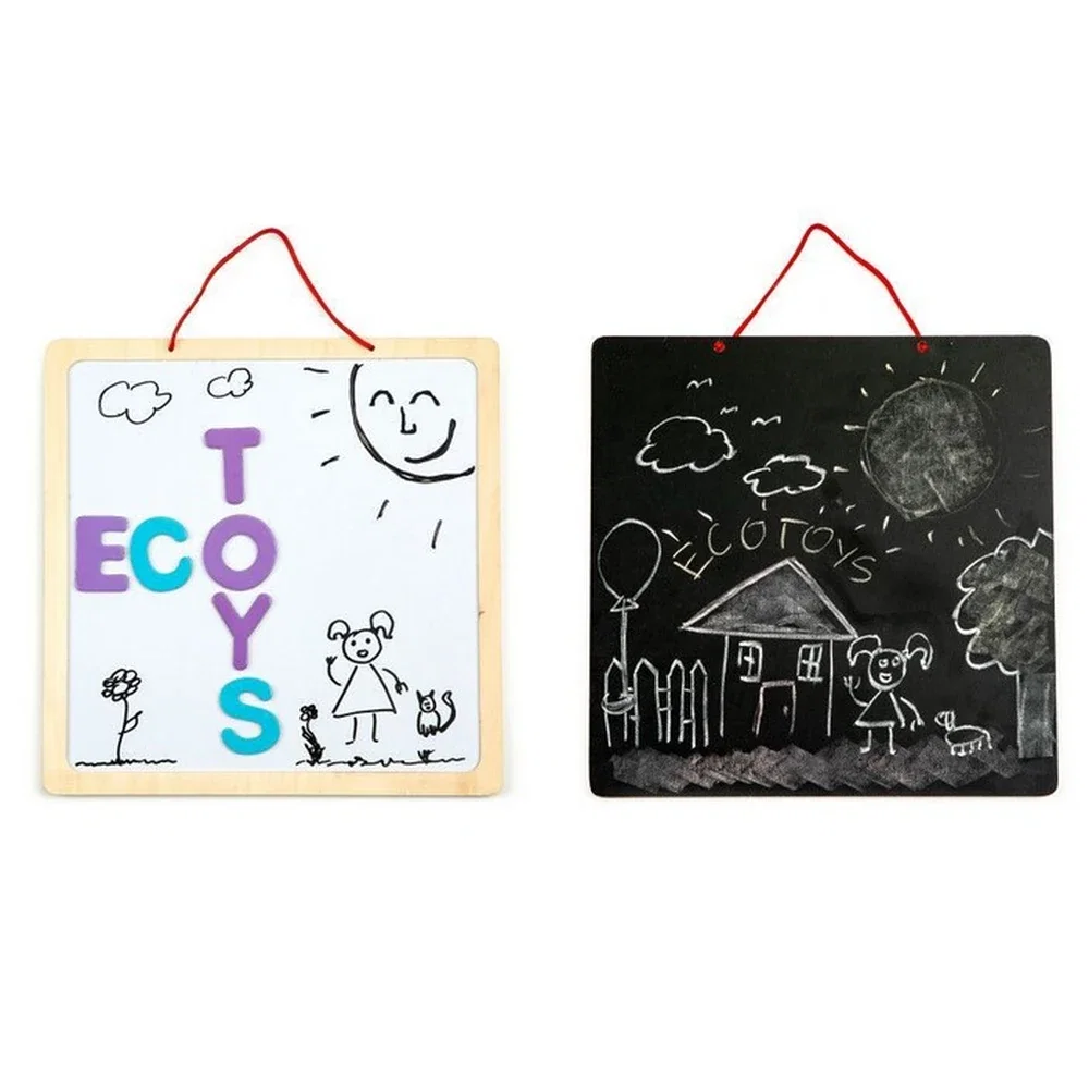 Jocuri si creativitate - Tabla educationala 3 in 1 cu litere magnetice - Ecotoys 3 ani+