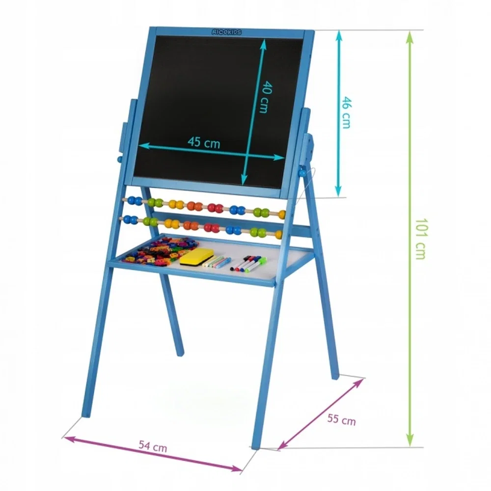 Tabla Educationala Cu Doua Fete Si Accesorii Ricokids, Albastru [3]