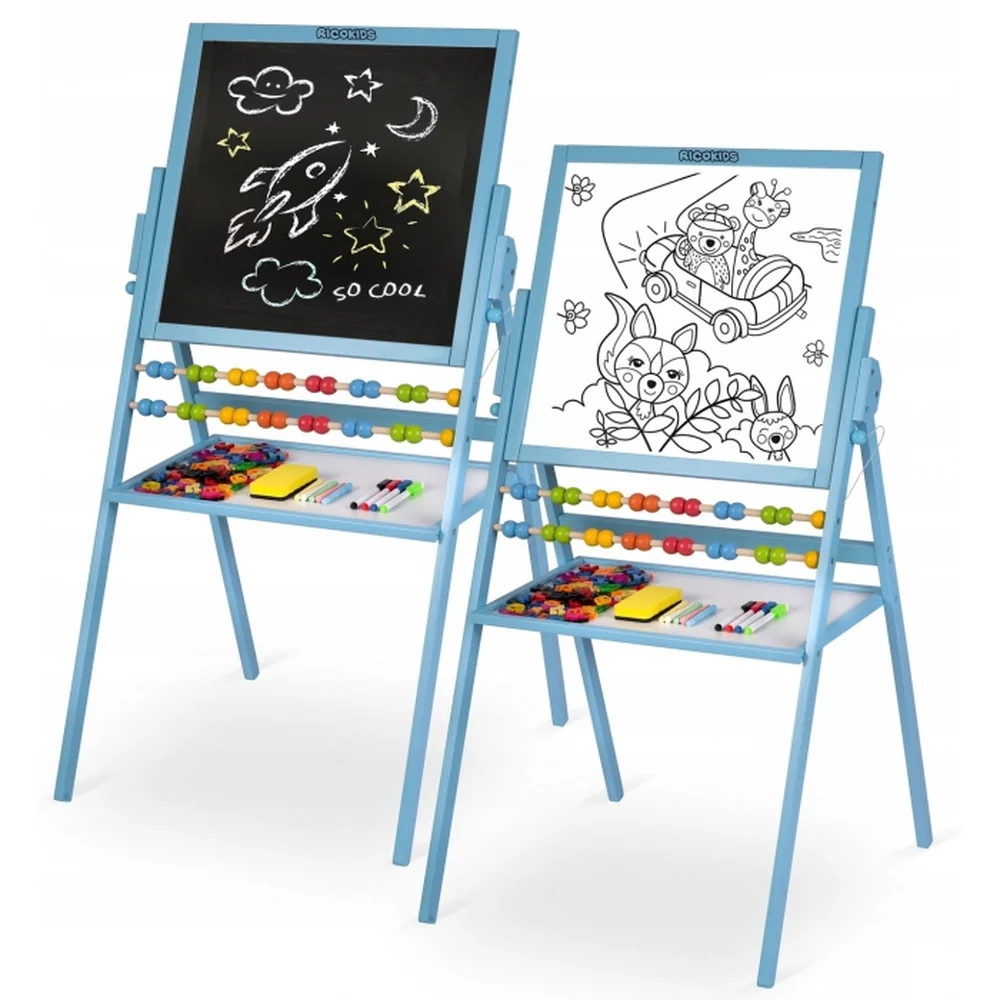 Tabla Educationala Cu Doua Fete Si Accesorii Ricokids, Albastru [1]