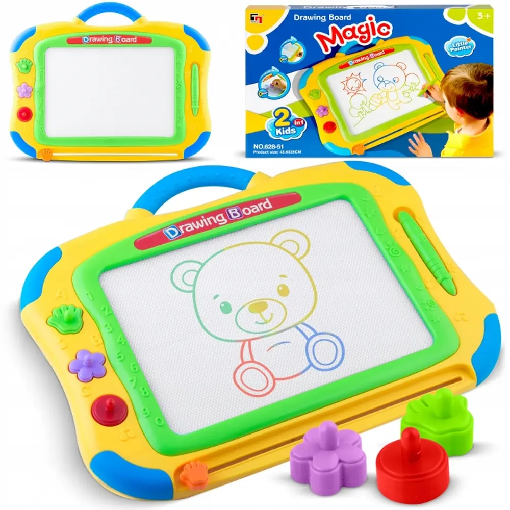 Tabla magnetica pentru desenat cu accesorii incluse Ricokids - Galben 3 ani+ [4]
