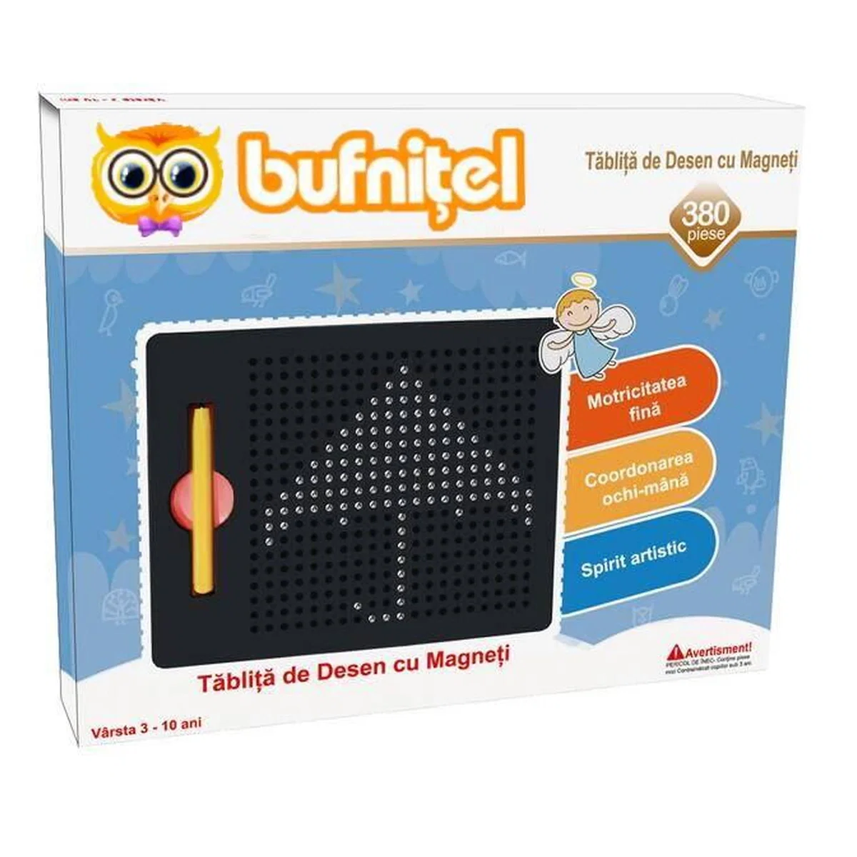Jocuri de indemanare - Tablita de desen cu magneti - 380 piese Bufnitel 3 ani+