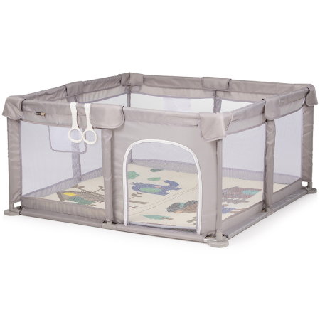 Tarc de joaca Chipolino Fiesta 120x120x65 cm, Include geanta de transport, Din plasa, Intrare laterala cu fermoar, 1-5 ani, Beige [1]