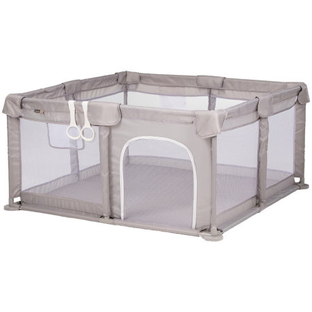 Tarcuri de joaca - Tarc de joaca Chipolino Fiesta 120x120x65 cm, Include geanta de transport, Din plasa, Intrare laterala cu fermoar, 1-5 ani, Beige