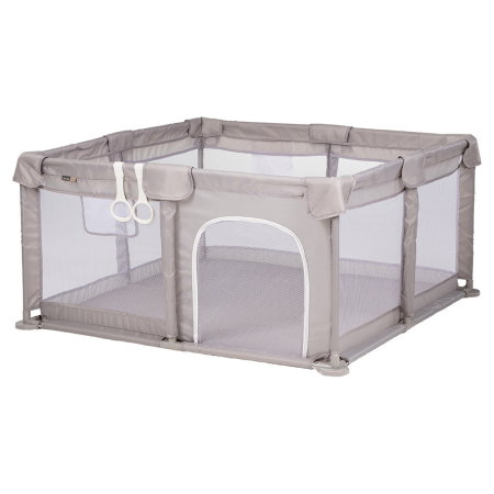 Tarcuri de joaca - Tarc de joaca Chipolino Fiesta 120x120x65 cm, Include geanta de transport, Din plasa, Intrare laterala cu fermoar, 1-5 ani, Beige