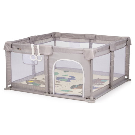 Tarc de joaca Chipolino Fiesta 120x120x65 cm, Include geanta de transport, Din plasa, Intrare laterala cu fermoar, 1-5 ani, Beige [1]