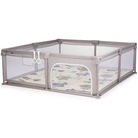 Tarc de joaca Chipolino Laguna 180x200x66 cm, Include geanta de transport, Din plasa, Intrare laterala cu fermoar, 1-5 ani, Beige [1]