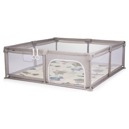 Tarc de joaca Chipolino Laguna 180x200x66 cm, Include geanta de transport, Din plasa, Intrare laterala cu fermoar, 1-5 ani, Beige [1]