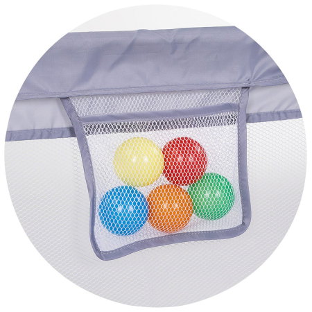 Tarc de joaca Chipolino Laguna 180x200x66 cm, Include geanta de transport, Din plasa, Intrare laterala cu fermoar, 1-5 ani, Grey [4]