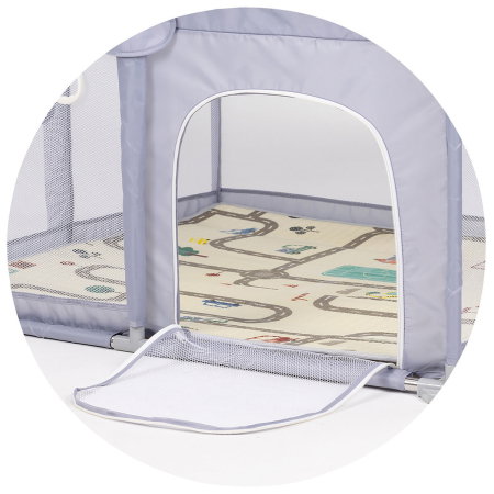 Tarc de joaca Chipolino Laguna 180x200x66 cm, Include geanta de transport, Din plasa, Intrare laterala cu fermoar, 1-5 ani, Grey [2]