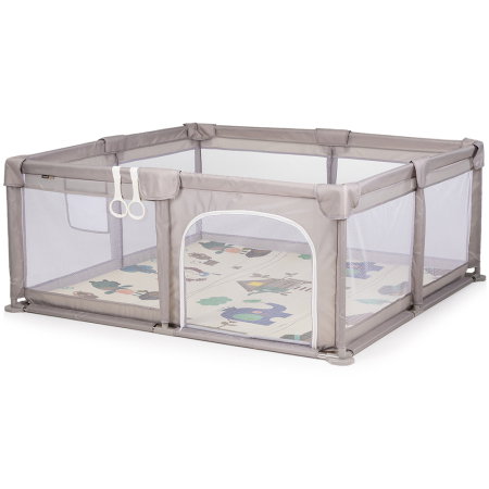 Tarc de joaca Chipolino Sienna 150x150x68 cm, Include geanta de transport, Din plasa, Intrare laterala cu fermoar, 1-5 ani, Beige [1]
