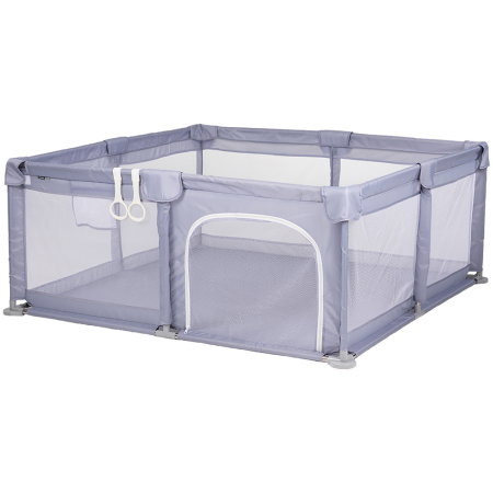 Camera copilului - Tarc de joaca Chipolino Sienna 150x150x68 cm, Include geanta de transport, Din plasa, Intrare laterala cu fermoar, 1-5 ani, Grey