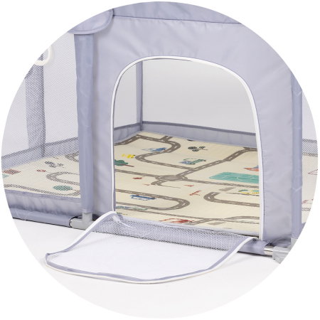 Tarc de joaca Chipolino Sienna 150x150x68 cm, Include geanta de transport, Din plasa, Intrare laterala cu fermoar, 1-5 ani, Grey [2]