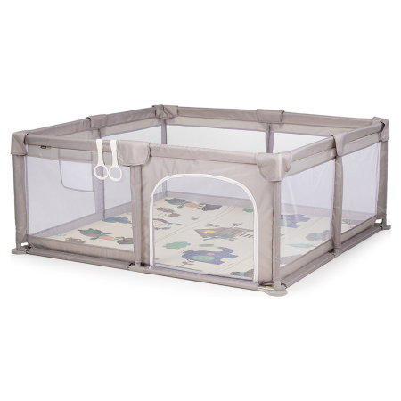 Tarc de joaca Chipolino Sienna 150x150x68 cm, Include geanta de transport, Din plasa, Intrare laterala cu fermoar, 1-5 ani, Beige [1]