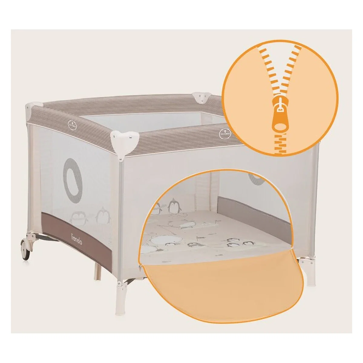Tarc de joaca copii, Lionelo, Bonnie, Pana la 15 kg, 100 x 100 cm, Beige Sand 36 luni [19]